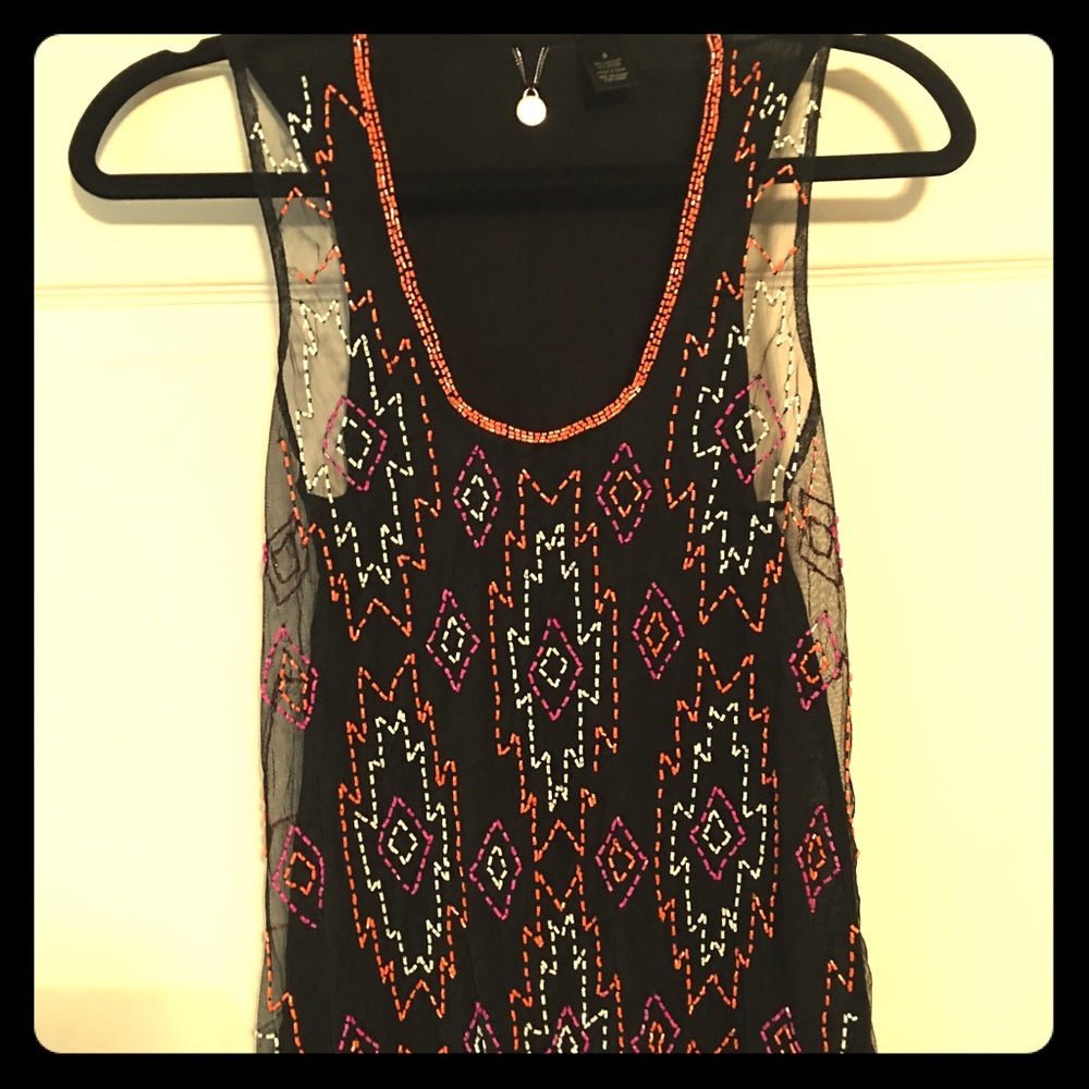 Buckle boutique beaded tunic top- size Small